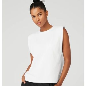 alo Headliner Shoulder Pad Sleeveless Tee